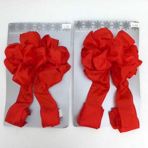 Target Other - NEW 13” to 27” TARGET CHRISTMAS HOLIDAY RED WIRED TREE TOPPER BOW LOT OF 2